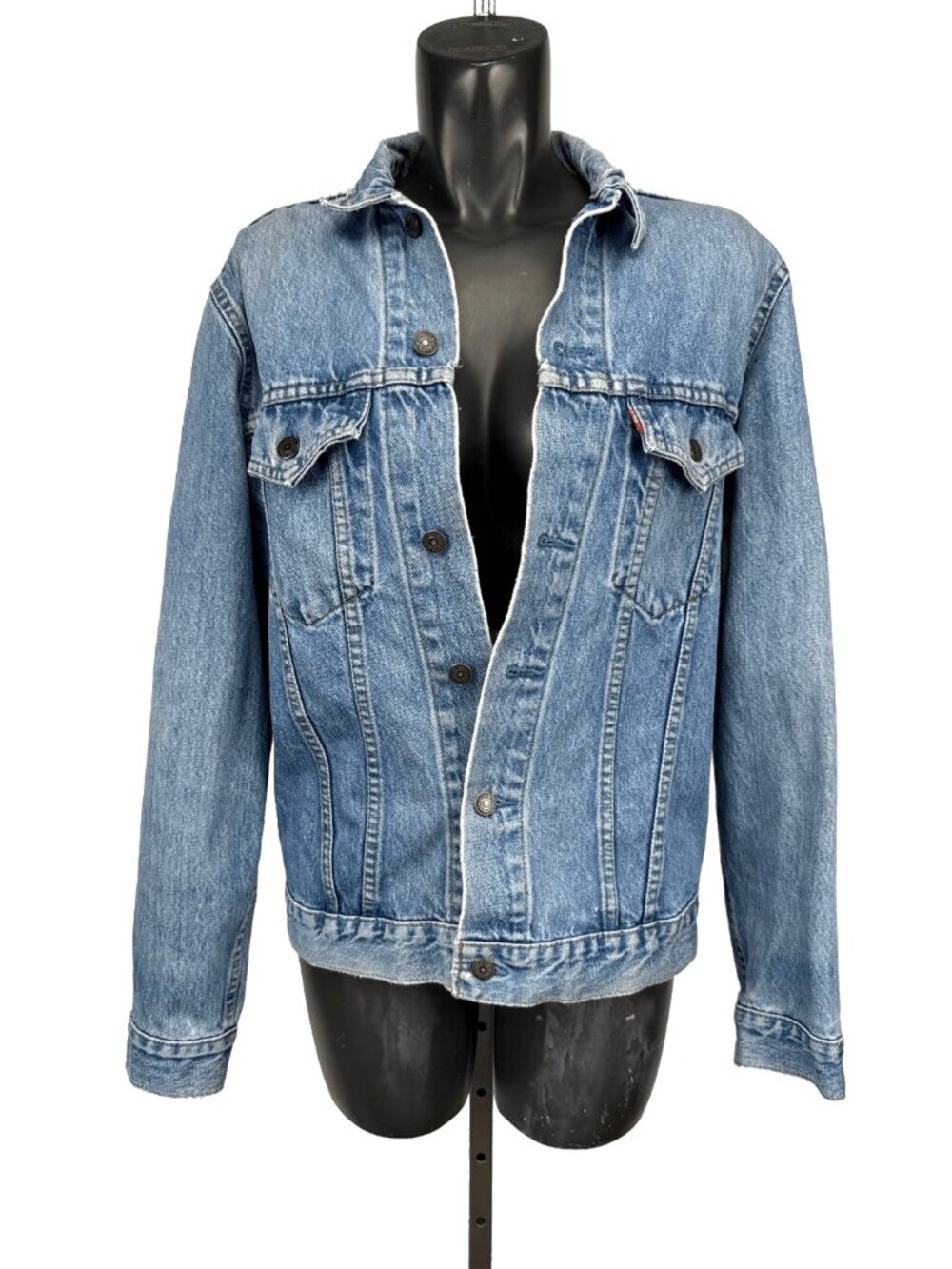 LEVI'S VTG 100% Cotton Distressed Trucker Light Blue Mens Denim Jacket Size 42
